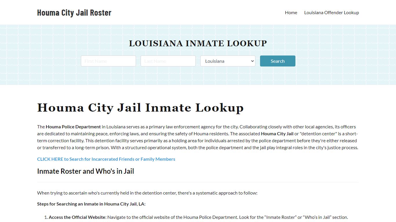Houma Police Department & City Jail, LA Inmate Roster, Arrests, Mugshots